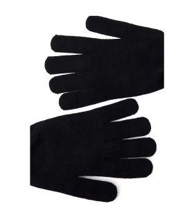 Tradineur - Guantes cortos de punto - 21 cm - Tela acrílica suave y cálida - Accesorios para otoño e invierno - Color Negro