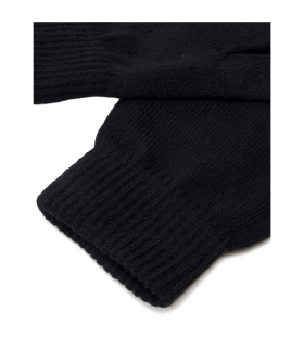 Tradineur - Guantes cortos de punto - 21 cm - Tela acrílica suave y cálida - Accesorios para otoño e invierno - Color Negro