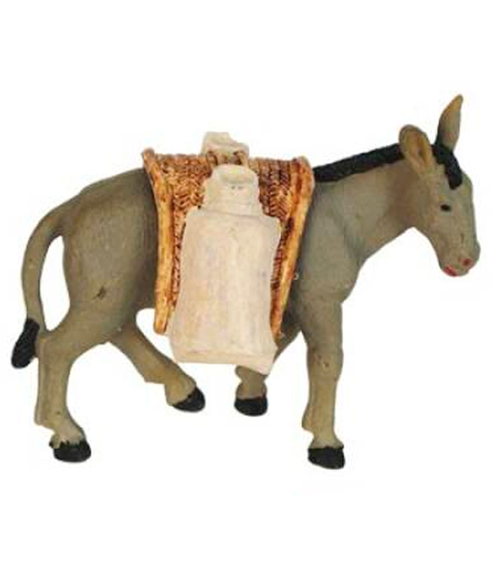 Tradineur - Burro con alforja para Belén, durexina, figura decorativa de animal para nacimiento, adorno artesano, pesebre, Navidad, 7 x 8 x 3 cm, modelo aleatorio