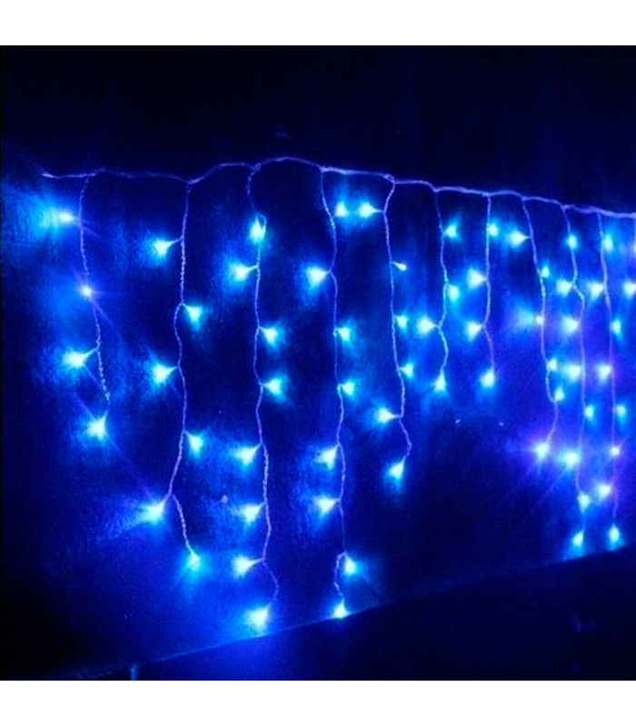 Tradineur - Cortina de 162 luces decoraticas LEDs - Apto para interiores y exteriores - Función de luz foja e intermitente - Color Azul