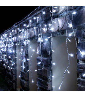 Tradineur - Cortina de 162 luces navideñas LEDs - Apto para interiores y exteriores - Función de luz foja e intermitente - Color Blanco