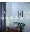 Tradineur - Cortina de luces LED con copos de nieve y estrellas, guirnalda luminosa de interior, 9W, incluye mando regulador, Navidad, ventana, escaparate, bodas, fiestas (138 luces, luz blanca)