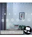 Tradineur - Cortina de luces LED con copos de nieve y estrellas, guirnalda luminosa de interior, 9W, incluye mando regulador, Navidad, ventana, escaparate, bodas, fiestas (138 luces, luz blanca)