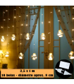 Tradineur - Cortina luces LED con 10 bolas, guirnalda luminosa para interior, 9W, incluye mando regulador, Navidad, ventana, pared, escaparate, bodas, fiestas (138 luces, luz blanca)