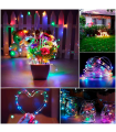 Tradineur - Alambre de 200 luces decorativas LEDs a pilas - Acto para interior y exterior - Función de luz foja e intermitente - 2 Metros - Multicolor