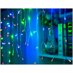 Tradineur - Tira de 120 luces LEDs - Tipo cortina - Apto para interiores - Función de luz fija e intermitente - Multicolor