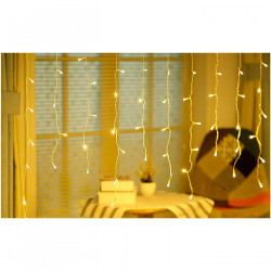 Tradineur - Tira de 120 luces navideñas LEDs - Tipo cortina - Apto para interiores - Función de luz fija e intermitente - Color