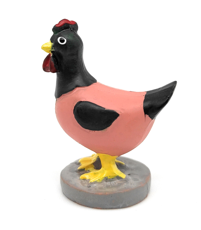 Tradineur - Figura de gallina Naïf para Belén, marmolina, figura decorativa artesanal para nacimiento, pesebre, Navidad, adorno tradicional - 4,5 x 3,3 x 2,5 cm