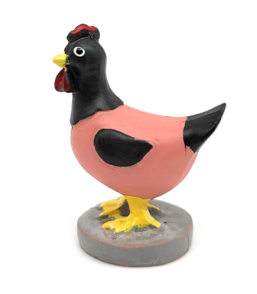 Tradineur - Figura de gallina Naïf para Belén, marmolina, figura decorativa artesanal para nacimiento, pesebre, Navidad, adorno tradicional - 4,5 x 3,3 x 2,5 cm