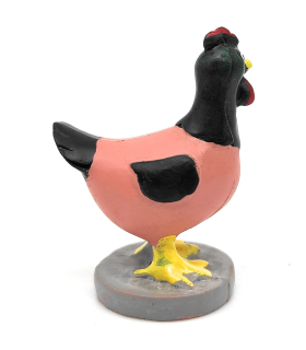 Tradineur - Figura de gallina Naïf para Belén, marmolina, figura decorativa artesanal para nacimiento, pesebre, Navidad, adorno tradicional - 4,5 x 3,3 x 2,5 cm