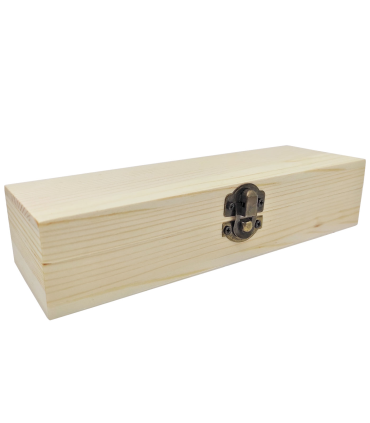 Tradineur - Caja de madera alargada con cierre metálico, madera natural, almacenaje joyas, manualidades, decoración - 19,8 x 6,3 x 4,3 cm