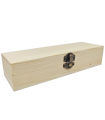 Tradineur - Caja de madera alargada con cierre metálico, madera natural, almacenaje joyas, manualidades, decoración - 19,8 x 6,3 x 4,3 cm