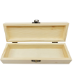 Tradineur - Caja de madera alargada con cierre metálico, madera natural, almacenaje joyas, manualidades, decoración - 19,8 x 6,3 x 4,3 cm