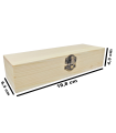 Tradineur - Caja de madera alargada con cierre metálico, madera natural, almacenaje joyas, manualidades, decoración - 19,8 x 6,3 x 4,3 cm