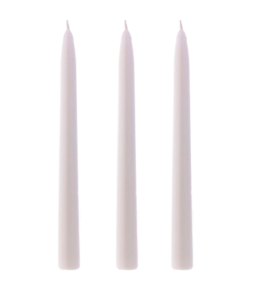 Tradineur - Pack de 3 velas alargadas, cirios de mesa cónicos, parafina y mecha de algodón, rituales y ceremonias, decoración (Blanco, 25 cm)