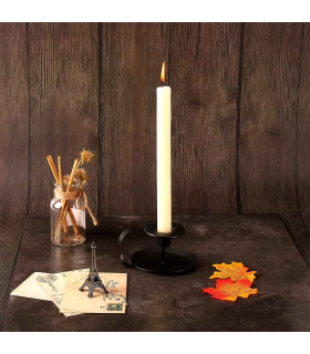 Tradineur - Pack de 3 velas alargadas, cirios de mesa cónicos, parafina y mecha de algodón, rituales y ceremonias, decoración (Blanco, 25 cm)