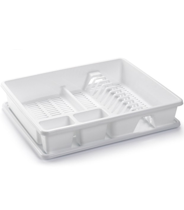 Tradineur - Escurreplatos rectangular grande, organizador de cocina, escurridor con bandeja, bandeja para secado de cuberteria, 48 x 38 x 9 cm, color aleatorio