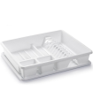 Tradineur - Escurreplatos rectangular grande, organizador de cocina, escurridor con bandeja, bandeja para secado de cuberteria, 48 x 38 x 9 cm, color aleatorio