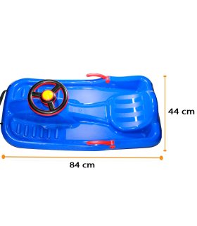 Tradineur - Trineo con cuerda para nieve infantil, plástico, tabla de descenso para niño, deportes de invierno, aire libre, azul, 21 x 44 x 84 cm, modelo aleatorio