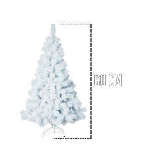 Tradineur - Árbol de navidad - Diseño completamente blanco - Altura de 60 cm - Fabricación en PVC, metal revestido, robusto y duradero.