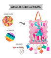 Tradineur - Piñata de dinosaurio rosa, feliz cumpleaños, cartón, rellenar con golosinas, chuches, decoración infantil para fiestas, niñas, 37 x 47 cm