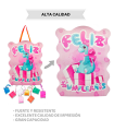 Tradineur - Piñata de dinosaurio rosa, feliz cumpleaños, cartón, rellenar con golosinas, chuches, decoración infantil para fiestas, niñas, 37 x 47 cm