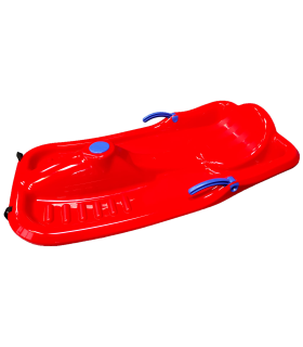 Tradineur - Trineo de nieve infantil sin volante, plástico, deslizador, tabla de descenso para niños con cuerda, deportes de invierno (Rojo, 84 x 45 x 17 cm)