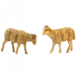 Tradineur - Set de 2 corderos de durexina para Belén, figuras decorativas de animales para nacimiento, adorno artesano, pesebre,