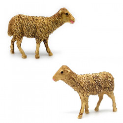 Tradineur - Set de 2 corderos de durexina para Belén, figuras decorativas de animales para nacimiento, adorno artesano, pesebre,