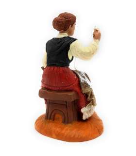 Tradineur - Figura de costurera para Belén, durexina, figura decorativa de oficio para nacimiento, adorno artesano, pesebre, Navidad - 8 x 5 x 4,3 cm