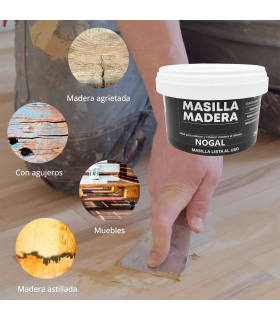 Tradineur - Masilla de relleno, pasta para madera, tapagrietas, lista para usar, reparación de fisuras, agujeros en muebles, uso interior, calidad profesional (Nogal, 250 g)