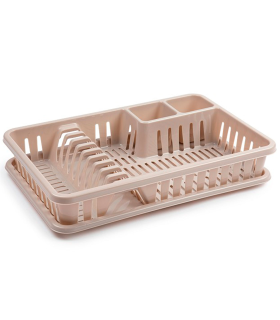 Tradineur - Escurreplatos rectangular de plástico "Venezia" con bandeja antigoteo, escurridor, soporte, organizador vajilla, cocina, 45 x 29,7 x 8 cm, color pastel aleatorio