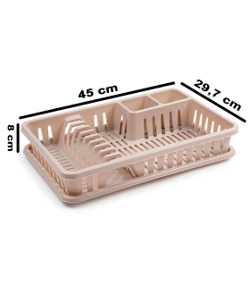 Tradineur - Escurreplatos rectangular de plástico "Venezia" con bandeja antigoteo, escurridor, soporte, organizador vajilla, cocina, 45 x 29,7 x 8 cm, color pastel aleatorio