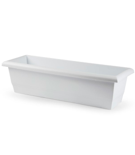 Tradineur - Jardinera de plástico sin plato, tiesto, macetero de polipropileno, recipiente para plantas, flores, balcón, terraza, hogar (Blanco, 60 cm)