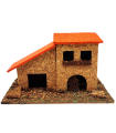 Tradineur - Casa de corcho y resina para belén navideño 9,5 x 14 x 7 cm, casa de pueblo, aldea decorativa para nacimiento, pesebre, navidad, decoración tradicional, modelo aleatorio