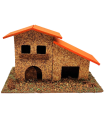 Tradineur - Casa de corcho y resina para belén navideño 9,5 x 14 x 7 cm, casa de pueblo, aldea decorativa para nacimiento, pesebre, navidad, decoración tradicional, modelo aleatorio