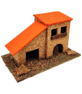 Tradineur - Casa de corcho y resina para belén navideño 9,5 x 14 x 7 cm, casa de pueblo, aldea decorativa para nacimiento, pesebre, navidad, decoración tradicional, modelo aleatorio