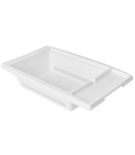 Tradineur - Escurreplatos para fregadero, plástico, escurridor, cesta de secado para escurrir vaijlla, verduras, frutas, cocina (Blanco, 44 x 27,5 x 9,5 cm)