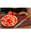 Tradineur - Cuchillo jamonero con mango de madera y hoja de acero inoxidable de 24,5 cm, cuchillo para cortado de jamón, corte preciso, profesional - 37,5 cm