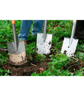 Tradineur - Pala llana de jardín, pala cuadrada con hoja de metal, mango de madera y asa de pvc, resistente, cavar, quitar nieve, 106 cm