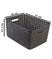 Tradineur - Cesta organizadora rectangular "Rattan" de polipropileno, caja con asas, almacenamiento de ropa, productos de limpieza, mantas, colada (Wengué, 29 litros, 41 x 35 x 23,3 cm)