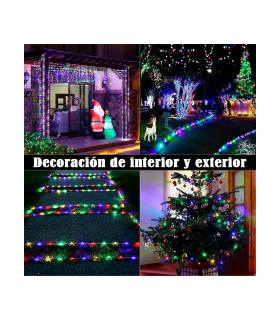 Tradineur - Manguera LED, tira, tubo con luces, interior y exterior, decoración e iluminación de Navidad, bodas, fiestas, jardín (30 metros, luz multicolor)