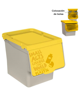 Tradineur - Contenedor apilable, polipropileno, cubo de basura, caja de almacenamiento de residuos, fácil apertura, reciclaje, cocina (Plástico, 27 litros, 31,5 x 29,5 x 39,5 cm)