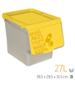 Tradineur - Contenedor apilable, polipropileno, cubo de basura, caja de almacenamiento de residuos, fácil apertura, reciclaje, cocina (Plástico, 27 litros, 31,5 x 29,5 x 39,5 cm)