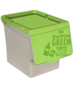 Tradineur - Contenedor de polipropileno apilable, cubo de basura, caja de almacenamiento de residuos, fácil apertura, reciclaje, cocina (Vidrio, 27 litros, 31,5 x 29,5 x 39,5 cm)