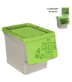 Tradineur - Contenedor de polipropileno apilable, cubo de basura, caja de almacenamiento de residuos, fácil apertura, reciclaje, cocina (Vidrio, 27 litros, 31,5 x 29,5 x 39,5 cm)