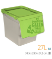 Tradineur - Contenedor de polipropileno apilable, cubo de basura, caja de almacenamiento de residuos, fácil apertura, reciclaje, cocina (Vidrio, 27 litros, 31,5 x 29,5 x 39,5 cm)