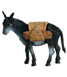 Tradineur - Burro de carga para Belén, durexina, figura decorativa de animal para nacimiento, pesebre, adorno artesano, tradicional, Navidad, 8 x 9,5 x 5,5 cm, modelo aleatorio