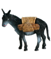 Tradineur - Burro de carga para Belén, durexina, figura decorativa de animal para nacimiento, pesebre, adorno artesano, tradicional, Navidad, 8 x 9,5 x 5,5 cm, modelo aleatorio