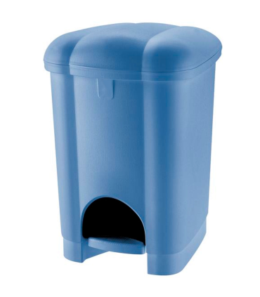 Tradineur - Cubo de basura con pedal y recipiente interior, plástico, contenedor de residuos, papelera de cocina, reciclaje (Azul, 16 litros, 41,5 x 27,5 x 30,2 cm)